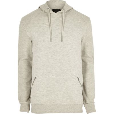 Grey piqu&#233; hoodie
